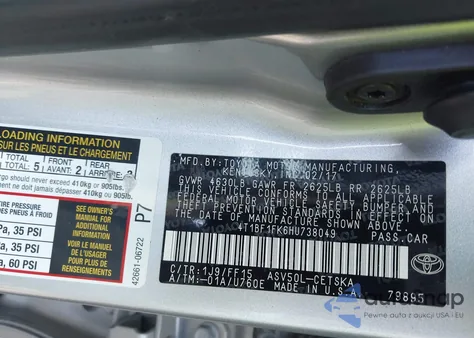 2017 Toyota Camry Se из США, поврежденный, VIN 4T1BF1FK6HU738049